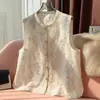 Nuevo Chaleco Estilo Chino con Encaje de Bordado Pesado Retro Organza Sin Mangas Chaleco Capa Exterior para Mujer en Primavera