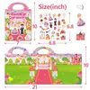 Livro de Adesivos de Gelatina Castelo Mágico Transfronteiriço para 3 a 6 Anos, Livro Silencioso Lavável, Adesivos Infantis de Desenho Animado, Tema Meninas