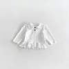 Camiseta de Manga Larga con Lunares Estilo Otoño para Bebés y Niños Pequeños, Camiseta Básica Versátil y Moderna de Algodón con Cuello de Muñeca para Niñas