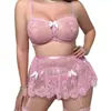 Conjunto de Lingerie Sexy Transparente Leve de Renda Mais Vendido Atravessando Fronteiras com Cores Contrastantes, Item Fofo e Popular de Comércio Exterior