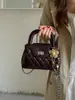 Bolso de mano de cadena con patrón de rombos estilo coreano para mujer, nuevo bolso de hombro retro de moda 2026, bolso cruzado versátil y moderno