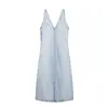 TAOP & ZA verão novo feminino estilo executivo sem mangas justo com buraco Vestido Jeans 4365082
