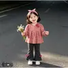 Nueva colección de primavera y otoño: elegante y dulce diseño de corbata de moño, pantalones anchos de moda estilo coreano para niñas