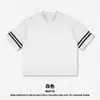 Roupa Masculina DE Estilo "Milênio" Europeu e Americano Retrô Gola V Vazada Camiseta Masculina Casual Manga Curta Colorida em Contraste Empilhada