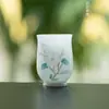 Taza de Té Floral Pintada a Mano de Arcilla de Jade Blanco, Taza Maestra de Cerámica, Taza de Aromas de Porcelana Blanca de Dehua, Juego de Té Kung Fu para el Hogar