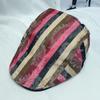 Moda Estilo Étnico Gorra Plana Rayada para Hombre y Mujer Primavera y Verano Retro Británica Muestra Rostro Boina Pequeña Gorra Casual