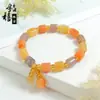 Pulsera de Hilo de Oro Natural de Jade Hotan de Xinjiang Estilo Étnico con Colgante de Calabaza de Colores, Suministro Mayorista para Transmisión en Vivo