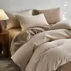 Qualidade A, seguro para bebês, algodão de fibra longa de Xinjiang, conjunto de cama de quatro peças escovado, estilo japonês, 100% algodão, capa de edredom jacquard tingido em fio, algodão puro espessado
