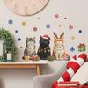 Fun-B189 Natal Gato Fofo Presentes e Flocos de Neve Coloridos Sala de Estar Decoração de Parede para Casa Adesivos Autoadesivos