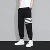 Pantalones de chándal de verano de punto gofrado para hombre, pantalones deportivos de marca modernos y versátiles, corte holgado, con puños, pantalones casuales grises