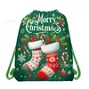 Wf062 Sacola de TNT Temática de Natal Sacola Promocional de Presente Sacola Decorativa de Armazenamento com Cordão Papai Noel