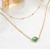 Collar de Clavícula de Cadena Corta de Moda Simple para Mujer, Colgante Multicapa Multicolor Anti-Gema, Cuenta Redonda, Joyería Lateral para el Cuerpo, Venta al por Mayor No