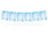 Nueva Decoración Temática de Fiesta de Cumpleaños Copo de Nieve Azul Vajilla Desechable Plato de Papel Servilleta de Papel Vaso de Papel Banderín Tirar Cuchillo Tenedor Cuchara