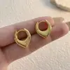 Hebilla Geométrica para Oreja con Cara Chapada en Oro de 18 Quilates Temperamento Avanzado Exquisito Atmosférico Pendientes Colgantes Estilo INS Europeo y Americano Exquisitos