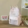 Mochila Rayada Dulce Nueva Transfronteriza Azul Claro para Estudiantes Mujeres, Bolso Escolar de Puntos, Mochila Casual de Viaje