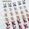 Celebridade da Internet Laço de Organza Pilha de Diamantes Bola Joia para Unhas Artísticas Artesanal Brilho de Diamante Decoração de Unhas Ovo de Pombo Vermelho
