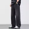 Jeans de Sarja Lavada Americana Vintage Cleanfit da Coleção Primavera para Homens, Corte Reto, Estilo Casual, Desgastado, Calça Longa de Caimento Solto