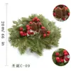 Corona de Navidad Suministros de Decoración Transfronterizos Fruta de Acebo Fruta Roja Corona Pequeña Arreglo con Portavelas Decoración para Colgar en la Puerta Corona Pequeña de Navidad