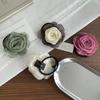 Cuerda para la cabeza con flor de rosa seca, estilo retro de alta gama, para niña, chaqueta de cuero, tocado, cuerda para el cabello, cuerda de alta gama, cuerda para la cabeza con tendón de goma para mujer