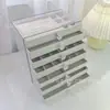 Nova Caixa de Joias de Flanela Tipo Gaveta PET de 7 Camadas Rack de Armazenamento para Brincos Pulseiras Caixa de Exibição Multicamadas para Joias