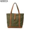 Bolso de mano informal para mujer, bolso diagonal de lona impermeable con primera capa de cuero, bolso de hombro de color sólido, suministro de fábrica desbordante