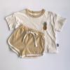 Ropa infantil coreana, jersey de manga corta con estampado animal de algodón a la moda y pantalones cortos con cintura elástica, traje deportivo