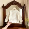 Nuevas camisetas para niños al por mayor, tops para niños de color liso con volantes, camisetas básicas, ropa de otoño de manga larga para niñas, prendas de una pieza para envío directo