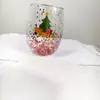 Nueva Taza de Doble Capa Estilo Navidad con Lentejuelas y Dibujos Animados de Amazon para Sala de Estar, Restaurante, Bar, Taza de Vidrio de Borosilicato de Moda