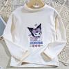 Roupas de Outono e Inverno para Meninas, Camisa Térmica de Veludo Alemão Quente, Camiseta Infantil com Estampa de Desenho Animado de Manga Longa, Gola Alta Meia, Blusa Engrossada