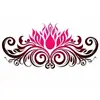 Pegatina de tatuaje de loto con forma de corazón multicolor para cintura y abdomen, Pegatina impermeable de estilo europeo con flores para cintura y cadera