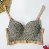 Shapewear Curto Europeu e Americano Transfronteiriço Camisola Externa Tubo Top Performance de Palco Expondo a Cintura Clavícula Sutiã com Pedraria