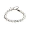 Transfronteiriço Novo Estilo Europeu e Americano Masculino Pulseira de Aço Inoxidável com Pedra Olho de Tigre e Pinheiro Branco Ágata Turquesa Pulseira Ajustável Transfronteiriço