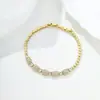 Pulsera con Hebilla Estilo Cool Transfronterizo Europeo y Americano Minimalista Xuping, Aleación de Cobre Chapada en Color Oro de 14k Joyería Geométrica Cuadrada Empalmada