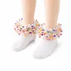 Calcetines Nuevos de Baile para Niños Finos Cómodos Malla Puntos de Colores Encaje Grande Estilo Princesa Dulce Lindo Bebé