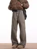 Jeans de Moda Lavado Desgastado Estilo Streetwear Americano para Homens, Calças Longas Estilo High Street Europeu e Americano Retas Largas para Primavera e Outono