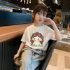 Camiseta Infantil Manga Curta Verão Novo Estilo Roupas de Verão para Crianças Roupa de Bebê Manga Meia Manga Média e Grande Camiseta Infantil Meninas Tops 100% Algodão