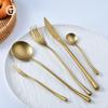 Louça de Mesa Vintage Ins Ouro Luxo Leve Aço Inoxidável Colher de Sobremesa Cintura Pequena Garfo de Frutas Conjunto de Colher Garfo Faca Nórdico Estilo Ocidental