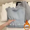 Atacado Transfronteiriço Estilo Coreano Gola Alta, Camiseta de Malha Longa Quente e Espessa, Suéter de Veludo Peça Única Feminino