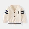 Suéter para Niños Otoño Nuevo Cárdigan de Lana para Niños Cuello en V Bordado Estilo Coreano Exportación al por Mayor Ropa para Niños Top