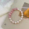 Pulsera de Piedra Ojo de Gato de Cristal Natural Color Rosa Manta, Sensación de Lujo Ligero y Gama Alta, Pulsera Versátil, Accesorio Redondo Perfecto para Apilar