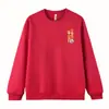 Nova Blusa de Moletom Vermelha com Gola Redonda para Homem Outono/Inverno 2026, Forrada com Lã, Blusa de Casal Ano do Zodíaco