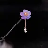 Horquilla de Madera Antigua con Borla de Flor Hanfu Cheongsam Placa para el Pelo Horquilla Vibratoria Estilo Hada Suave para Multitud Pequeña Placa para el Pelo Accesorios para el Pelo