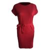 Vestido ajustado con bolsillos y cuello alto para mujer, estilo europeo y americano, nuevo, de manga corta, con cordones y lazo, cintura alta, ajustado y adelgazante
