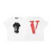 VLONE FOG Trendy Brand Big V Mother Logo Cherry Blossom Manga curta Esboço Bordado Lip Print Graffiti Print Camiseta
