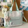 Nova Bolsa de Estudo Patchwork Color-Blocking Estilosa, Fresca, Doce e Estilo College para Alunos do Ensino Fundamental II e Médio, Bolsa Transversal Leve para Viagem