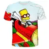 Camiseta de hombre de manga corta con cuello redondo, impresión digital 3D de los Simpson de dibujos animados de moda, venta directa de fábrica
