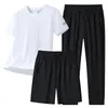 Verano Hielo Seda Casual Manga Corta Camiseta Pantalones Shorts Traje Deportivo Pijama Hombre Pantalones Largos Ropa de Casa Secado Rápido