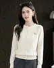 Cardigã de tricô de duas peças Andy em veludo estilo francês, gola redonda, manga longa, para mulheres, novo modelo outono/inverno, com bordado de cavalinho, casaco de tricô grosso