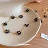 Collar Ajustable de Flor con Perlas de Cristal, Estilo Vintage Old Money, Cadena Elegante para Clavícula, Gargantilla de Moda Versátil para Mujer
