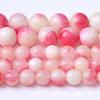 Cuentas sueltas de calcedonia color melocotón de dos colores rosa y blanco de fundición Ming para comercio, pulsera de jade con corazón de niña de verano, collar de joyería tejida